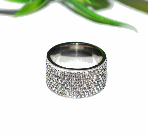 Edelstahl Ring Strass Strassschmuck Glitzer Fingerring Ring Kettenkontor silber