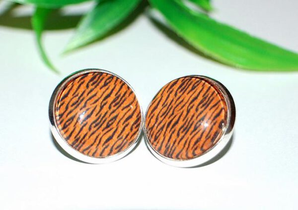 Animal print, Edelstahl Ohrstecker Glascabochon Tiger Leopard Leo Zebra Schlange Kettenkontor