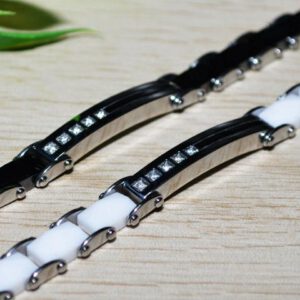 Keramik edelstahl Armband silber schwarz weiß loop Kettenkontor