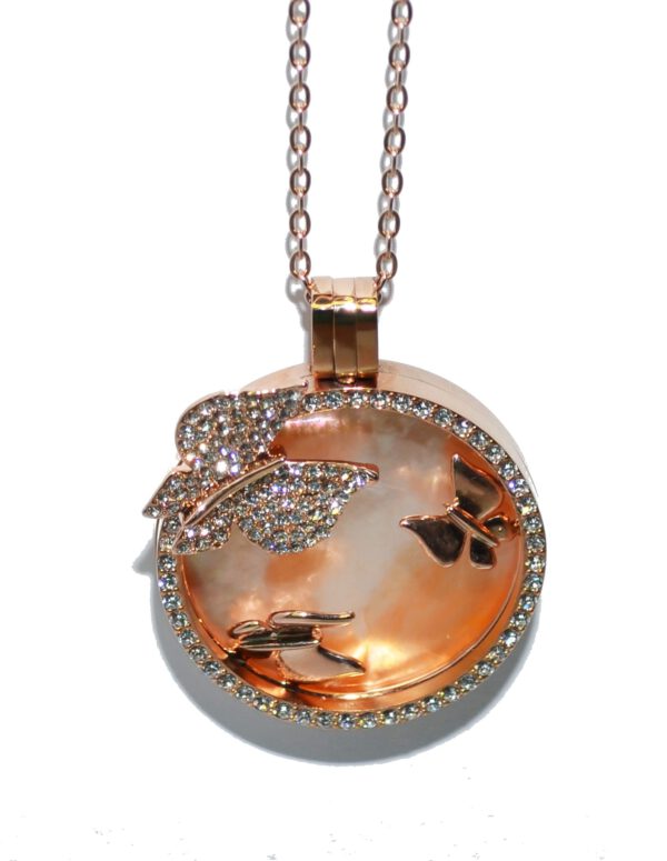 PERLMUTT COIN MEDAILLON Halskette Anhänger Edelstahl rosegold Halter Münze Kettenkontor