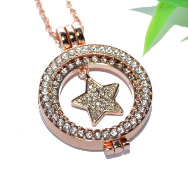 COIN MEDAILLON Halskette Anhänger Edelstahl rosegold Halter Münze Kettenkontor