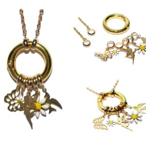 FAIRY Charms Anhänger Halskette WECHSELSCHMUCK Gänseblümchen Elfe Fee Blume gold Kettenkontor