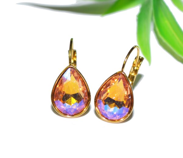 KRISTALL Tropfen Brisur Ohrhänger Ohrringe EDELSTAHL gold Glas teardrop