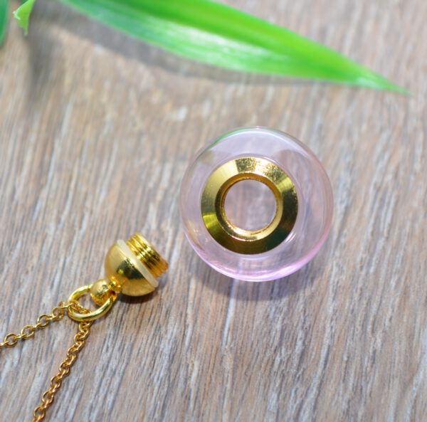 Glaskugelanhänger selbst befüllbar mit Halskette goldfarbe 20mm befüllen offen Hohlkugel Andenken Fellnase Geschenk Kettenkontor