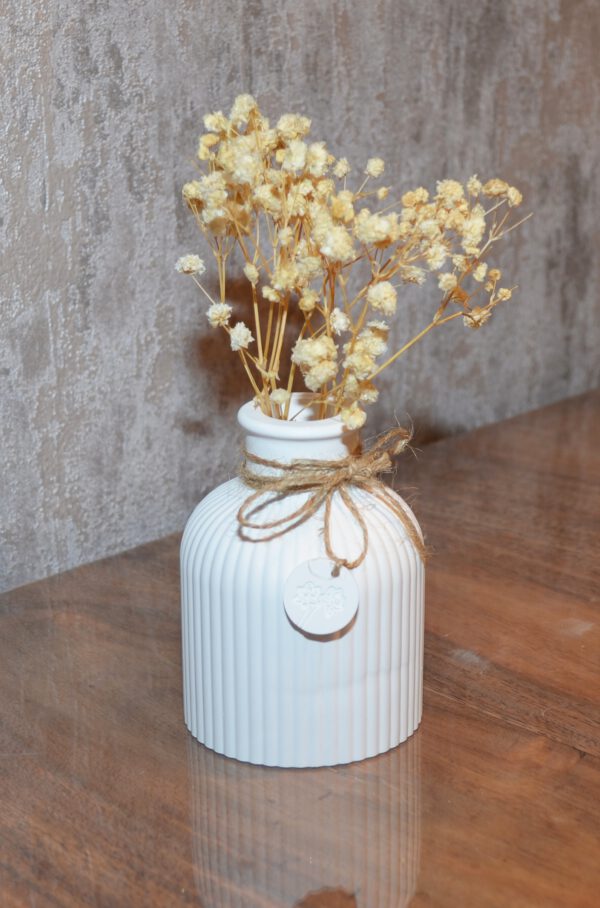 Set Deko Vase Kerzenhalter weiß Tischdeko Geschenk Trockenblumen Landhausstil Kettenkontor handmade