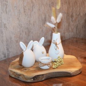 Set Deko Tablett Teelichthalter weiß Tischdeko OSTERN Osterhase Frühling Landhaus Kettenkontor handmade